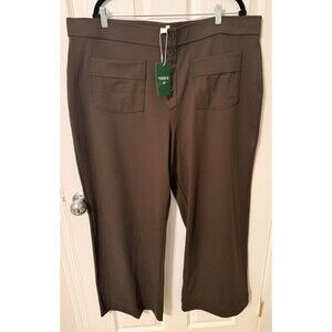 New HALARA Olive Green Stretch Ponte Wide Leg Pants Elastic Waist Pockets 3X